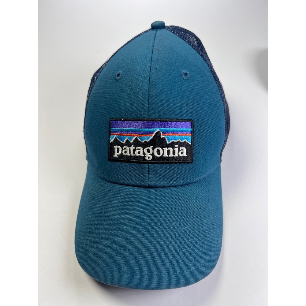 Patagonia Trucker Hat Unisex OS Teal Blue P-6 Logo Mesh Snapback Cap